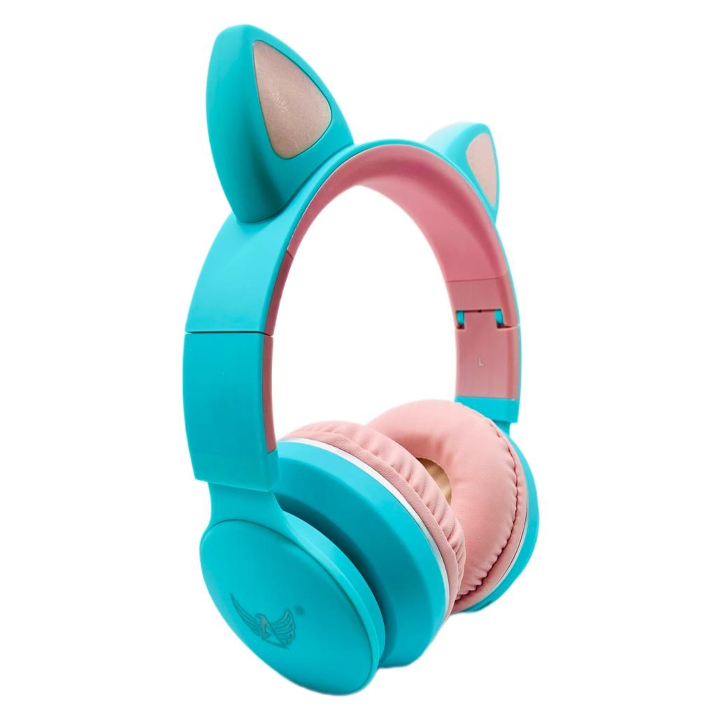 Headphone Altomex Bluetooth Com LED Gatinho Azul Com Rosa