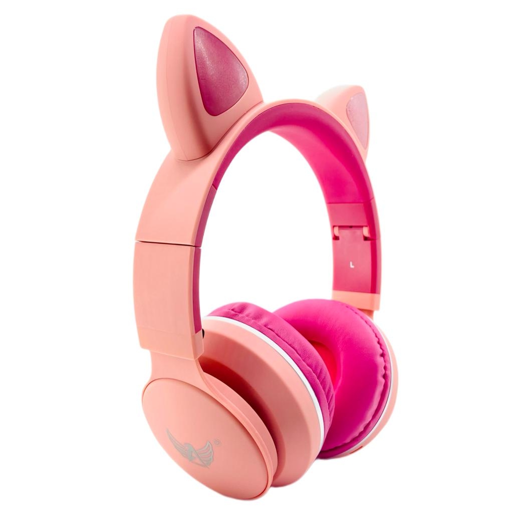 Headphone Altomex Bluetooth Com LED Gatinho Rosa Com Rosa